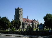 St Mary's, Beddington, where the first peal of Double Resurrection Cyclic Bob Royal was rung (01/09/02)